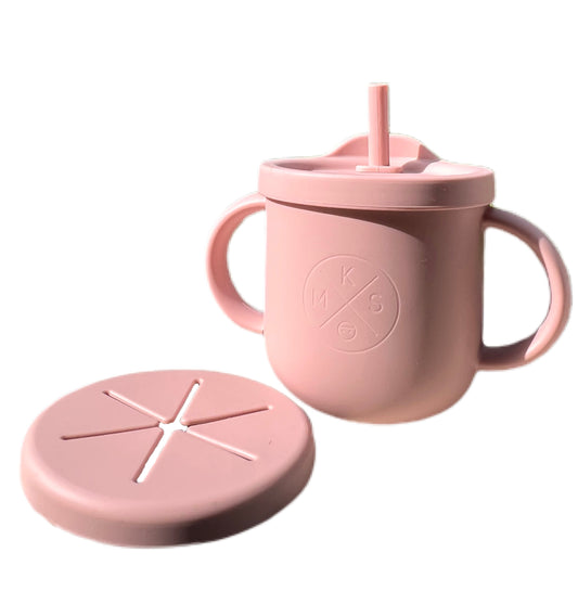 ALL IN ONE SILICONE SNACK AND SIPPY CUP - BLUSH
