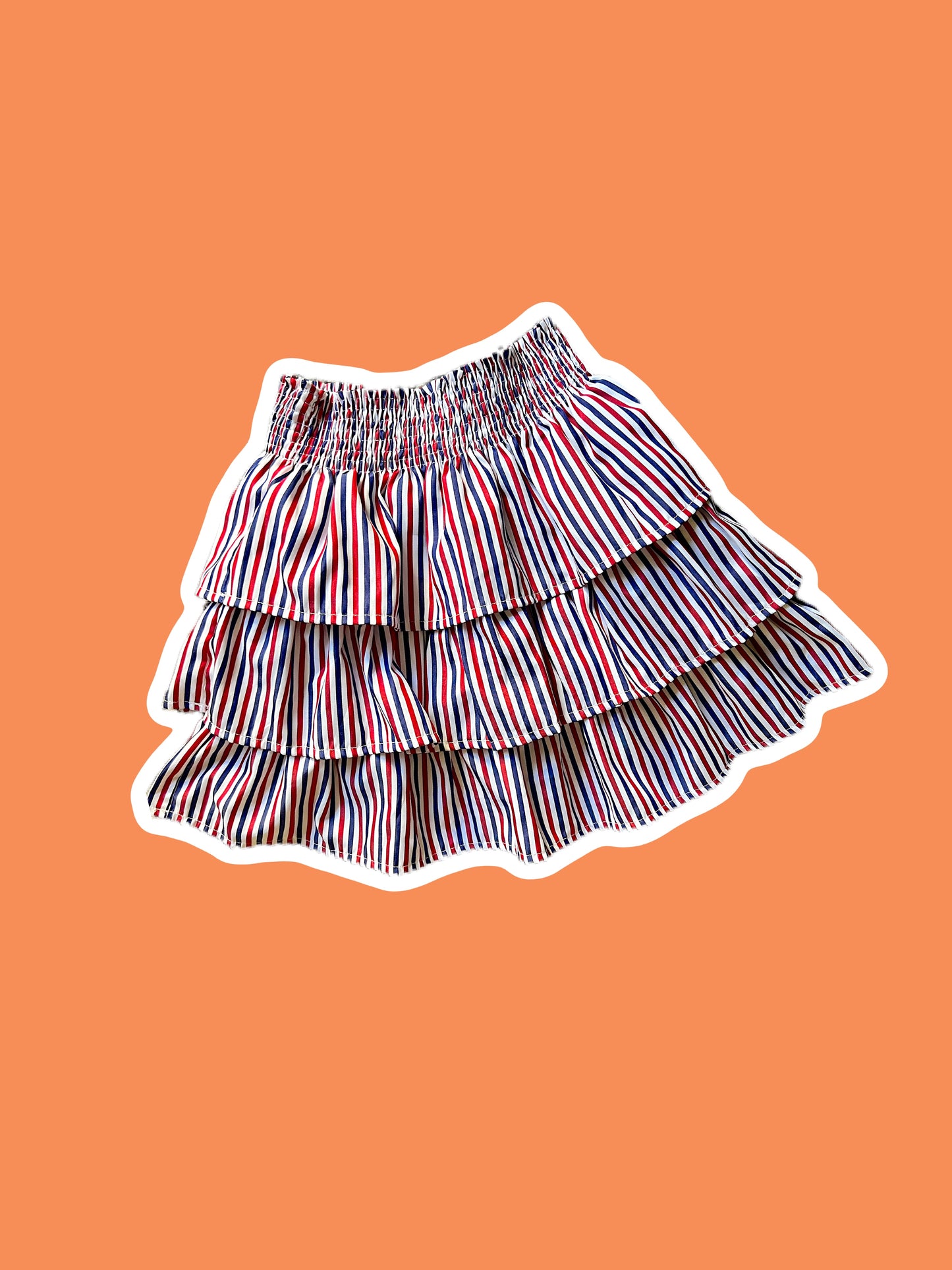 BUSY BEES STRIPED RUFFLE SKIRT - SIZE 8 (can fit 6)